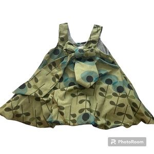 Right Bank Babies Sundress Size 12 Months‎ Cotton Bubble Hem Bow Green